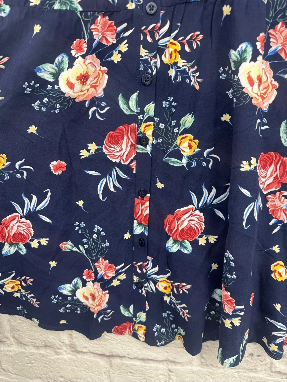 Torrid Floral Babydoll Tunic Tank Top Navy Blue Sleeveless Rayon Blouse 3X NWT